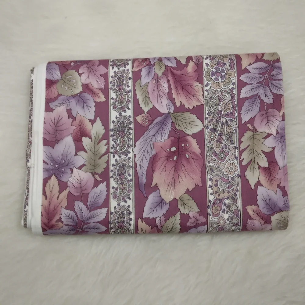FABRIC Beautiful Vertical Stripes Of Leaves And Paisley 100%cotton, 3 Yards